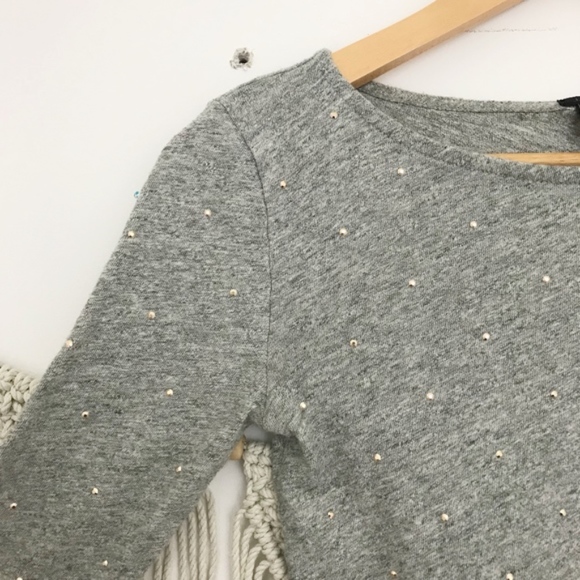 J. Crew Embellished Studded Quarter Sleeve Tee - Picture 2 of 7